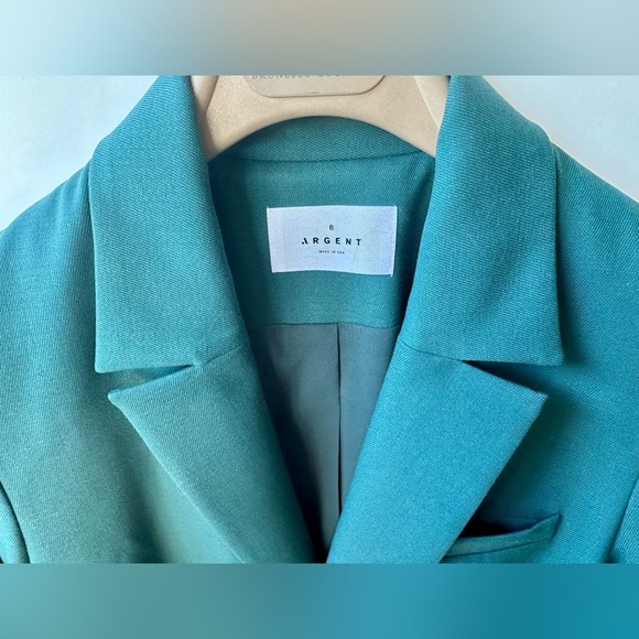 EUC Argent Colorblocked Single Button Blazer Wool Green/Blue Jacket, size 8 - Picture 9 of 15